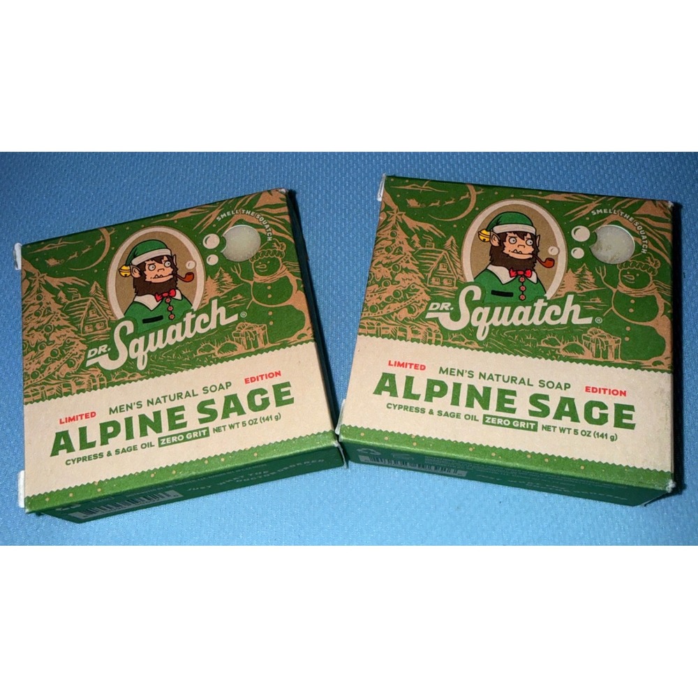 Dr. Squatch Alpine Sage Natural Soap Men 5oz 2pk NEW Limited Edition Zero Grit